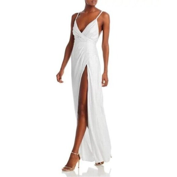 Retrofete Dresses & Skirts - Retrofete Womens Yesi White Metallic V-Neck Formal Evening Dress Gown NWT Formal